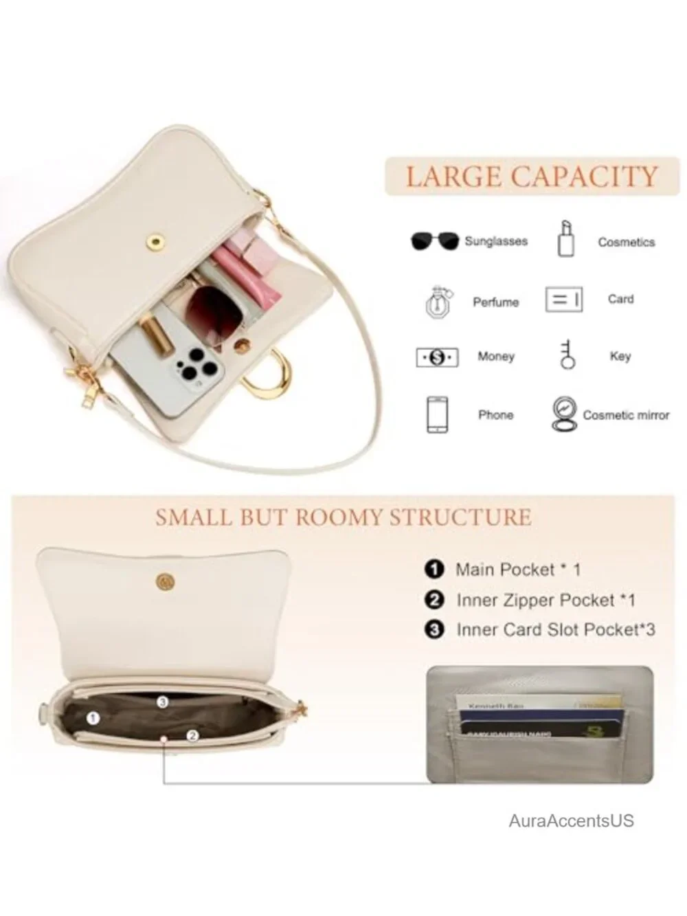 Small Shoulder Bag Hobo Purse Faux Leather Retro Underarm Clutch
